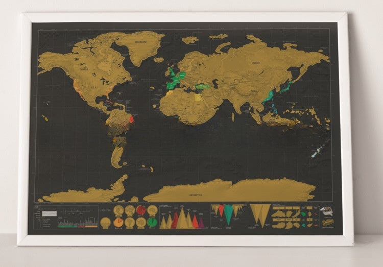 Scratch Map Dark Gold