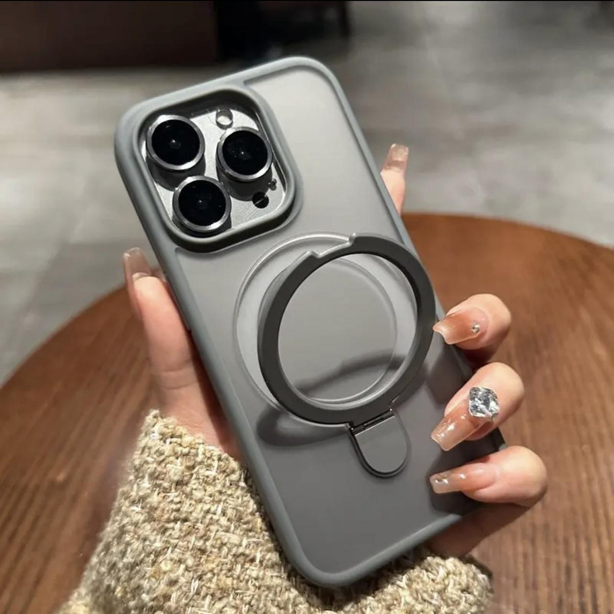Scrub Skin Sense Magnetic Bracket Phone Case with Lens Film