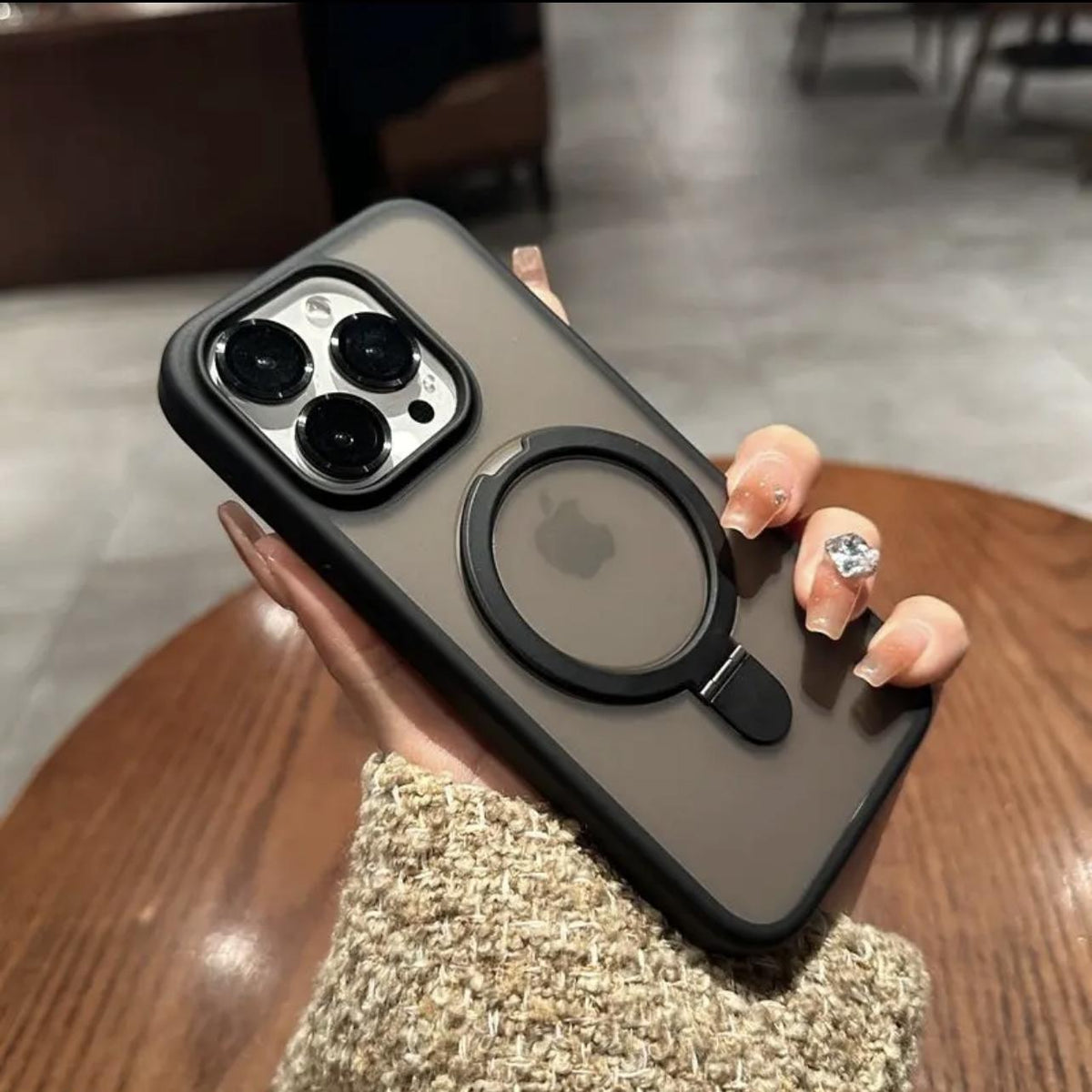 Scrub Skin Sense Magnetic Bracket Phone Case with Lens Film