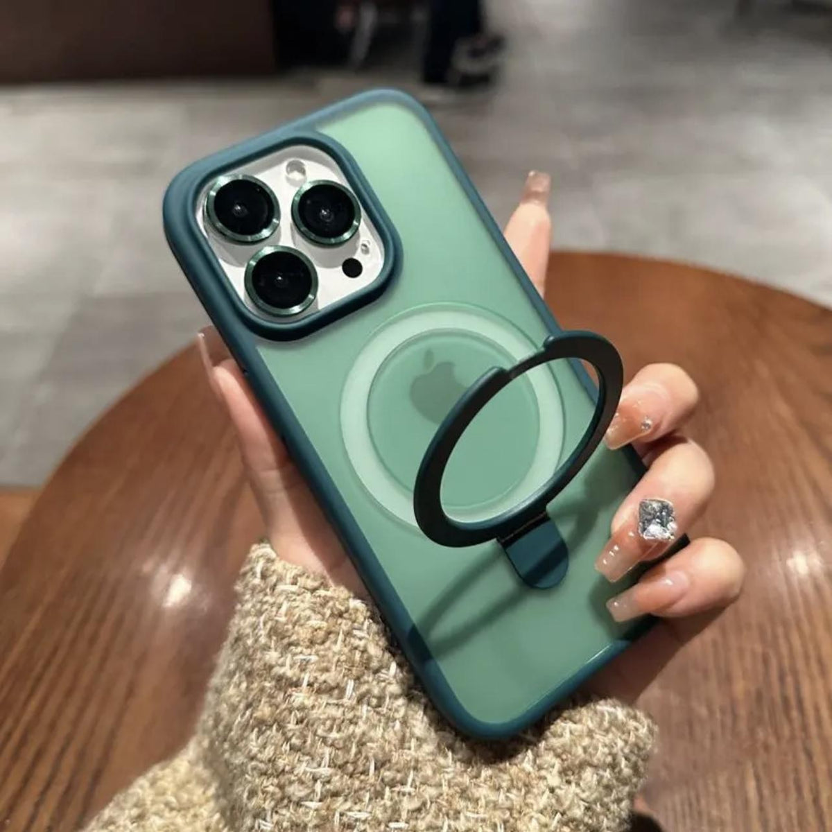 Scrub Skin Sense Magnetic Bracket Phone Case with Lens Film
