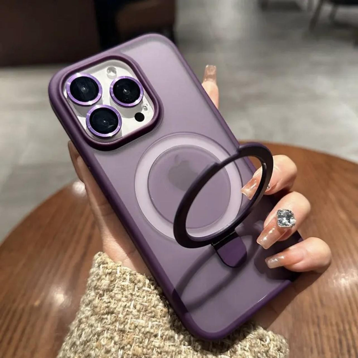 Scrub Skin Sense Magnetic Bracket Phone Case with Lens Film