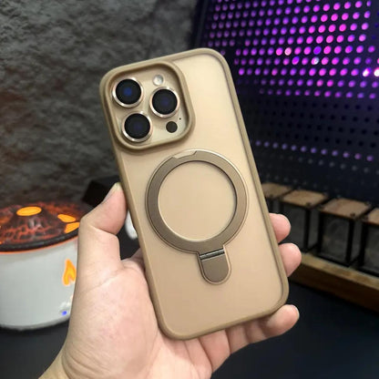 Scrub Skin Sense Magnetic Bracket Phone Case with Lens Film