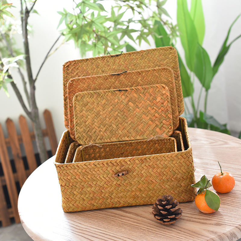 Seagrass Woven Storage Box with Lid