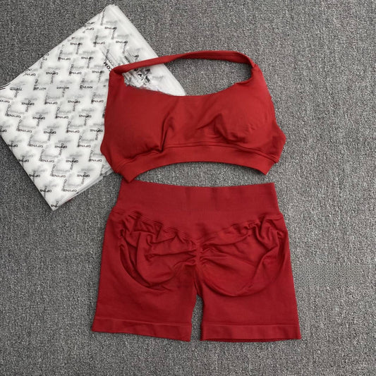 Seamless Backless Yoga Bra and Shorts Set