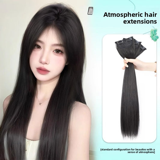 Seamless faux hair with wig pieces