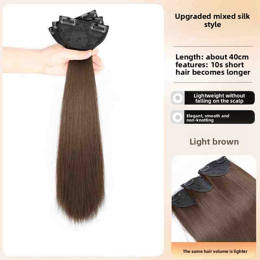 Seamless faux hair with wig pieces