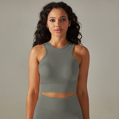 Seamless High Waist Yoga Set with Bra, Vest, and Pants