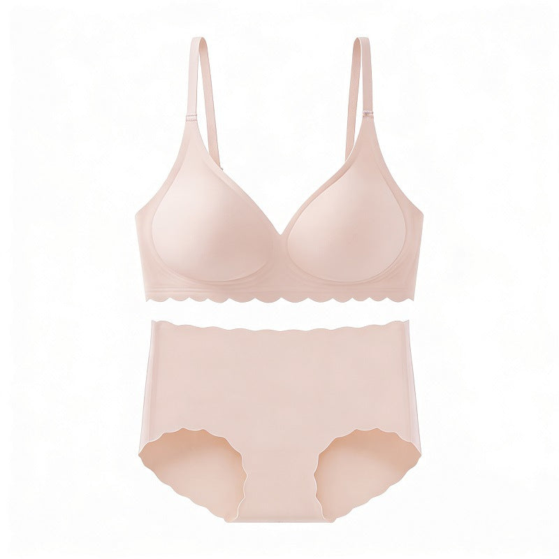 Seamless Jelly Strip Bra Set with Wavy Edges