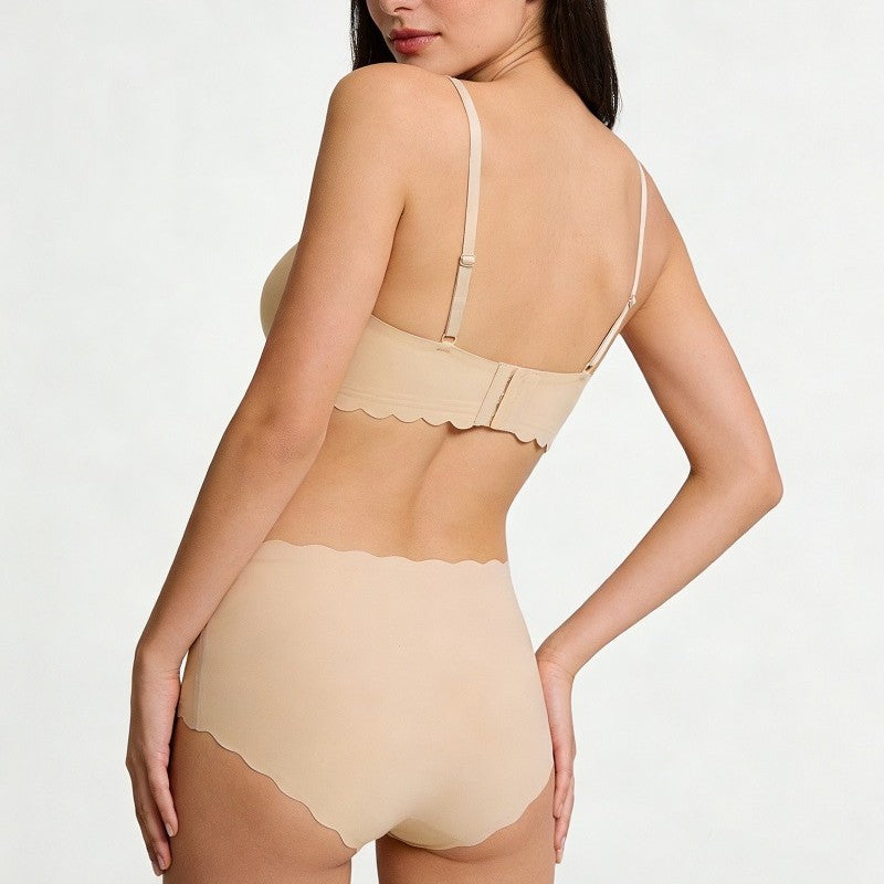 Seamless Jelly Strip Bra Set with Wavy Edges