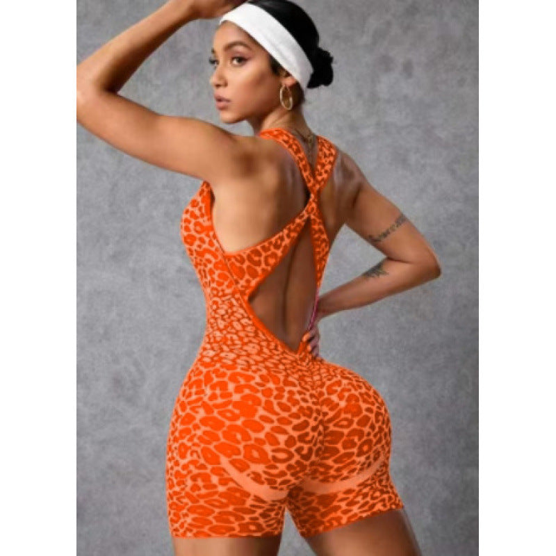 Seamless Leopard Print Fitness Bodysuit