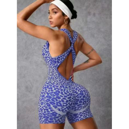 Seamless Leopard Print Fitness Bodysuit