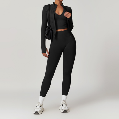 Seamless Racerback Yoga Set with Ribbed Waist