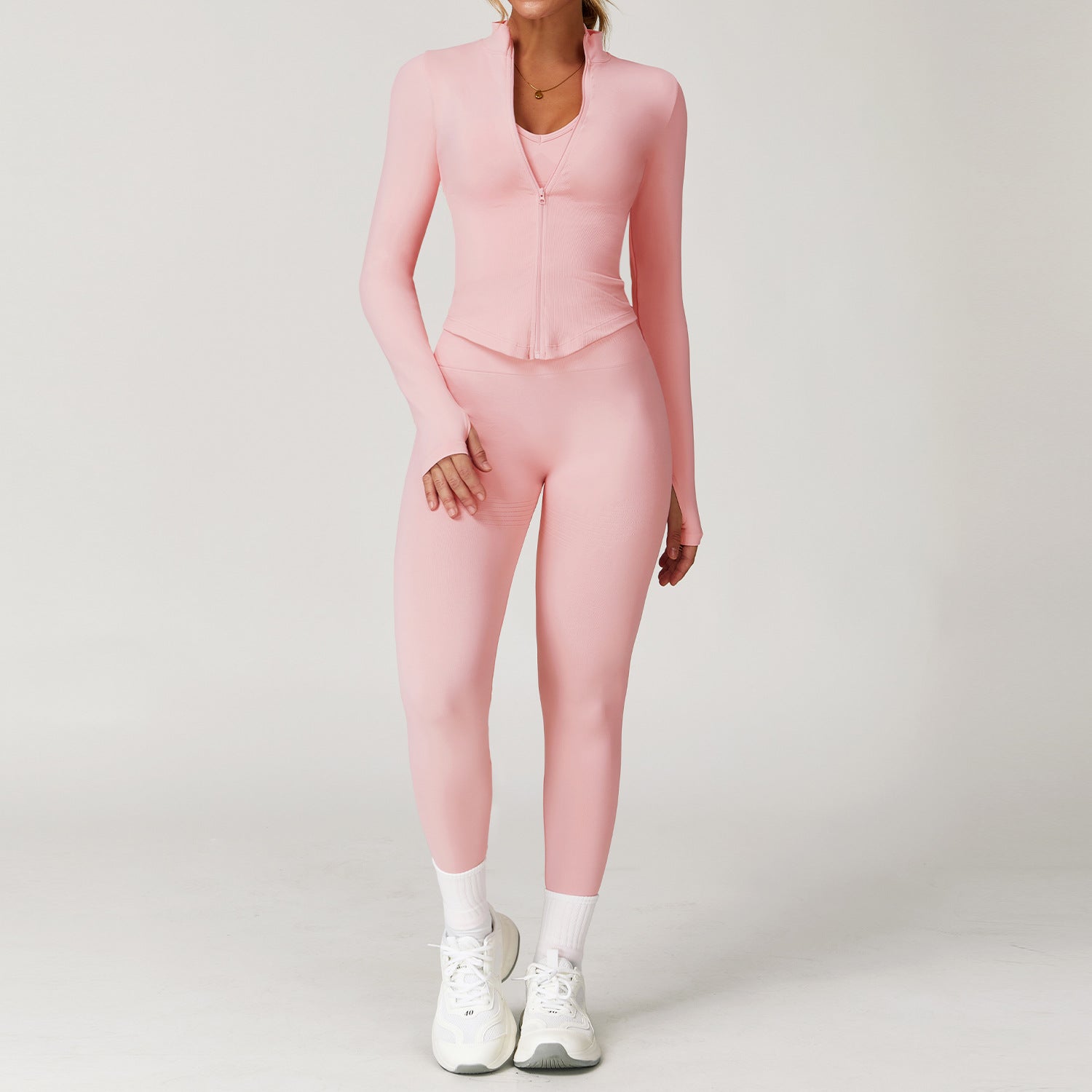 Seamless Racerback Yoga Set with Ribbed Waist