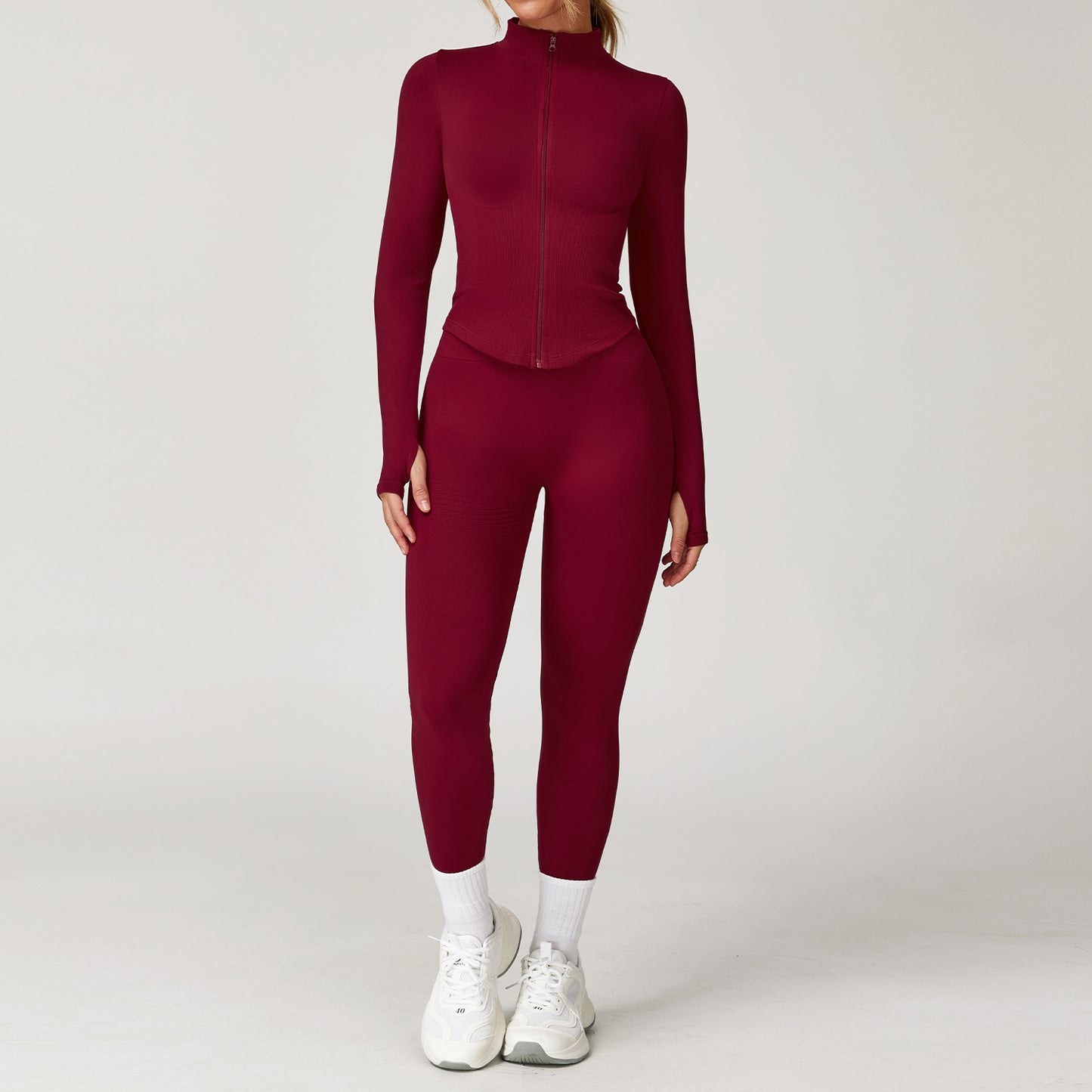 Seamless Racerback Yoga Set with Ribbed Waist