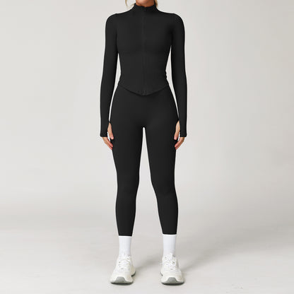 Seamless Racerback Yoga Set with Ribbed Waist