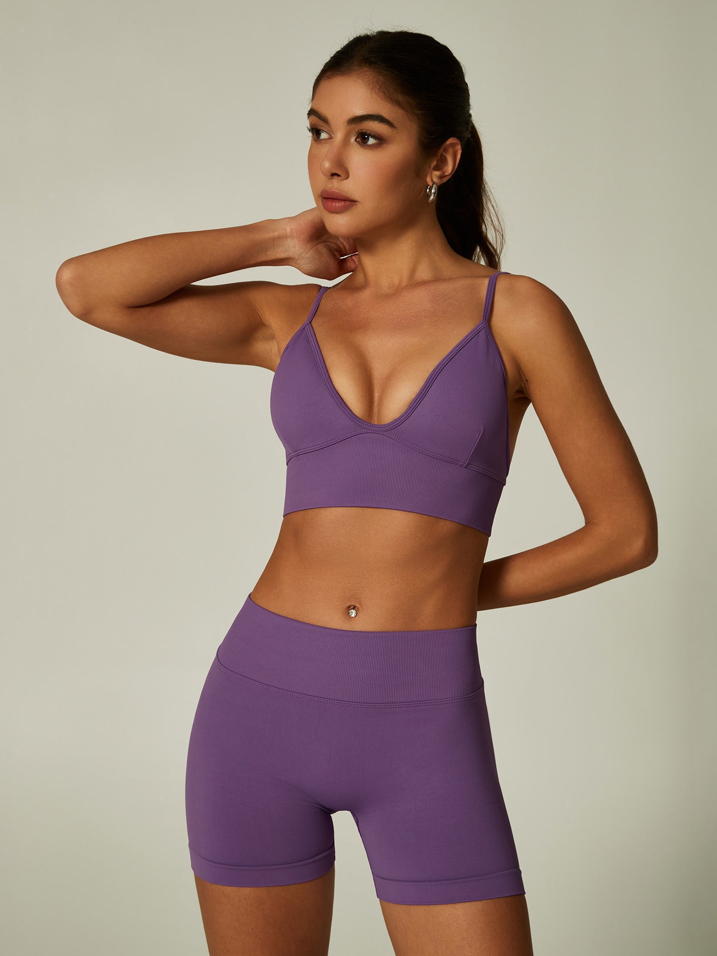 Seamless Ribbed Yoga Outfit Set