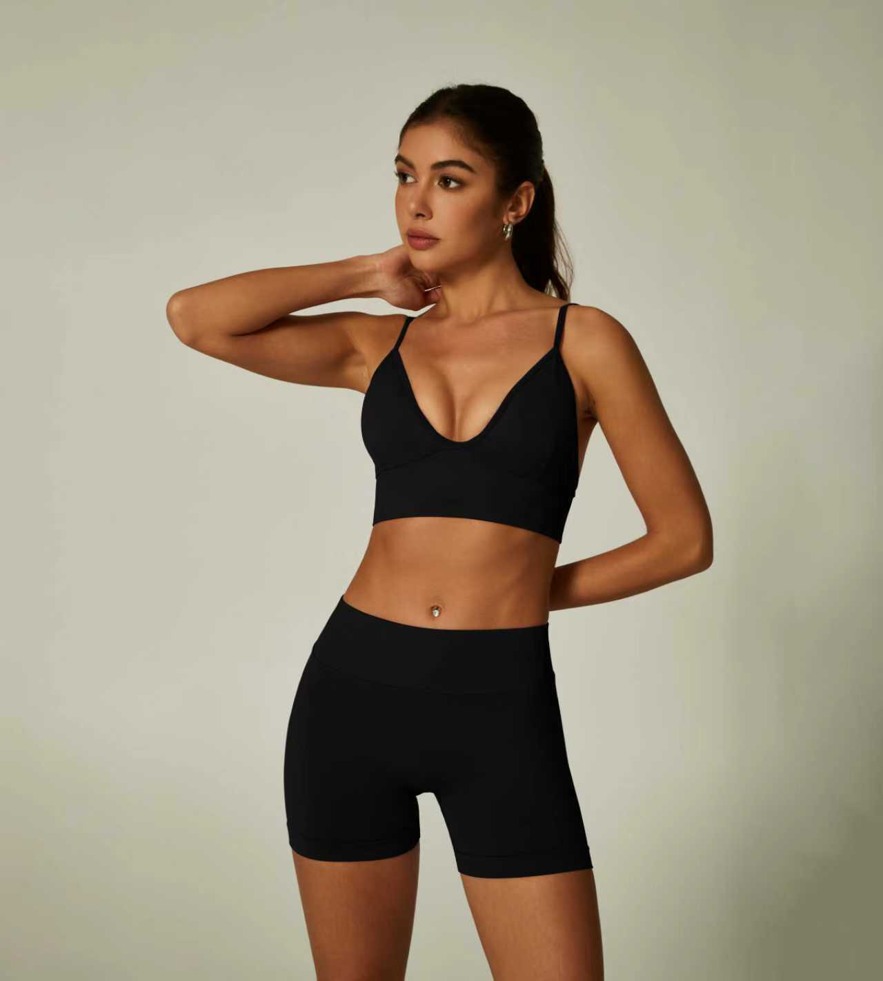 Seamless Ribbed Yoga Outfit Set