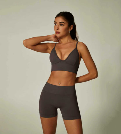 Seamless Ribbed Yoga Outfit Set