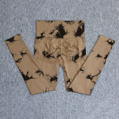 Seamless smiley face tie-dye yoga pants