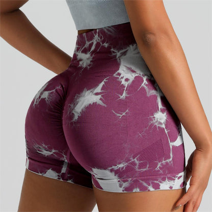 Seamless Tie-Dye High Waist Yoga Fitness Shorts