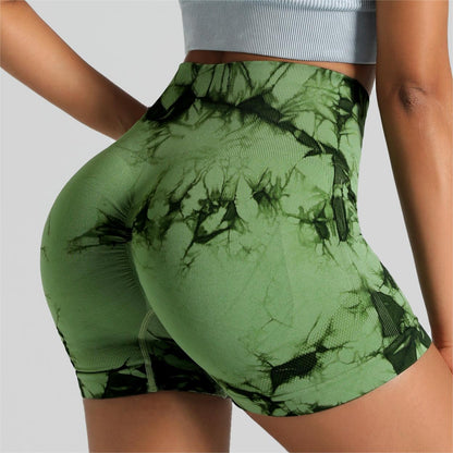Seamless Tie-Dye High Waist Yoga Fitness Shorts