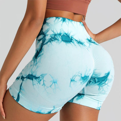 Seamless Tie-Dye High Waist Yoga Fitness Shorts