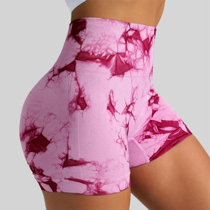 Seamless Tie-Dye High Waist Yoga Fitness Shorts