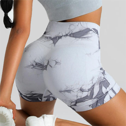 Seamless Tie-Dye High Waist Yoga Fitness Shorts