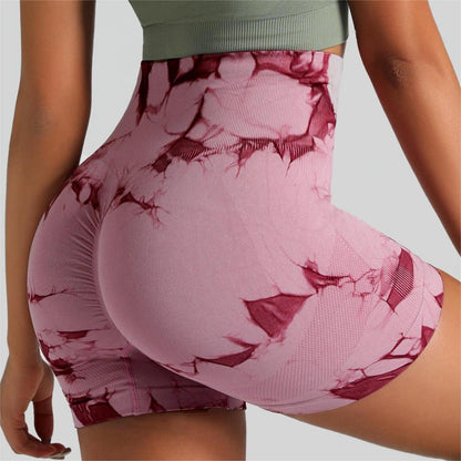 Seamless Tie-Dye High Waist Yoga Fitness Shorts