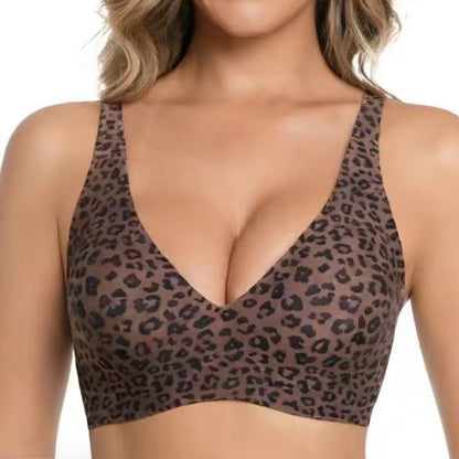 Seamless Wire-Free Leopard Print Bra