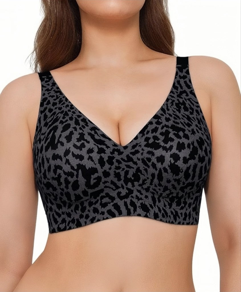 Seamless Wireless Bra with Leopard Print