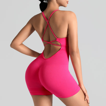 Seamless Yoga Bodysuit with Sports Bra