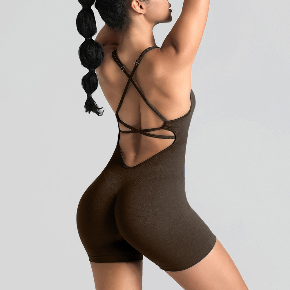 Seamless Yoga Bodysuit with Sports Bra