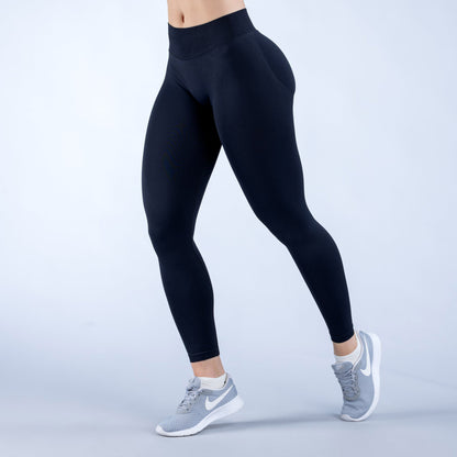 Seamless Yoga Pants with Three-Waist Pleated Design