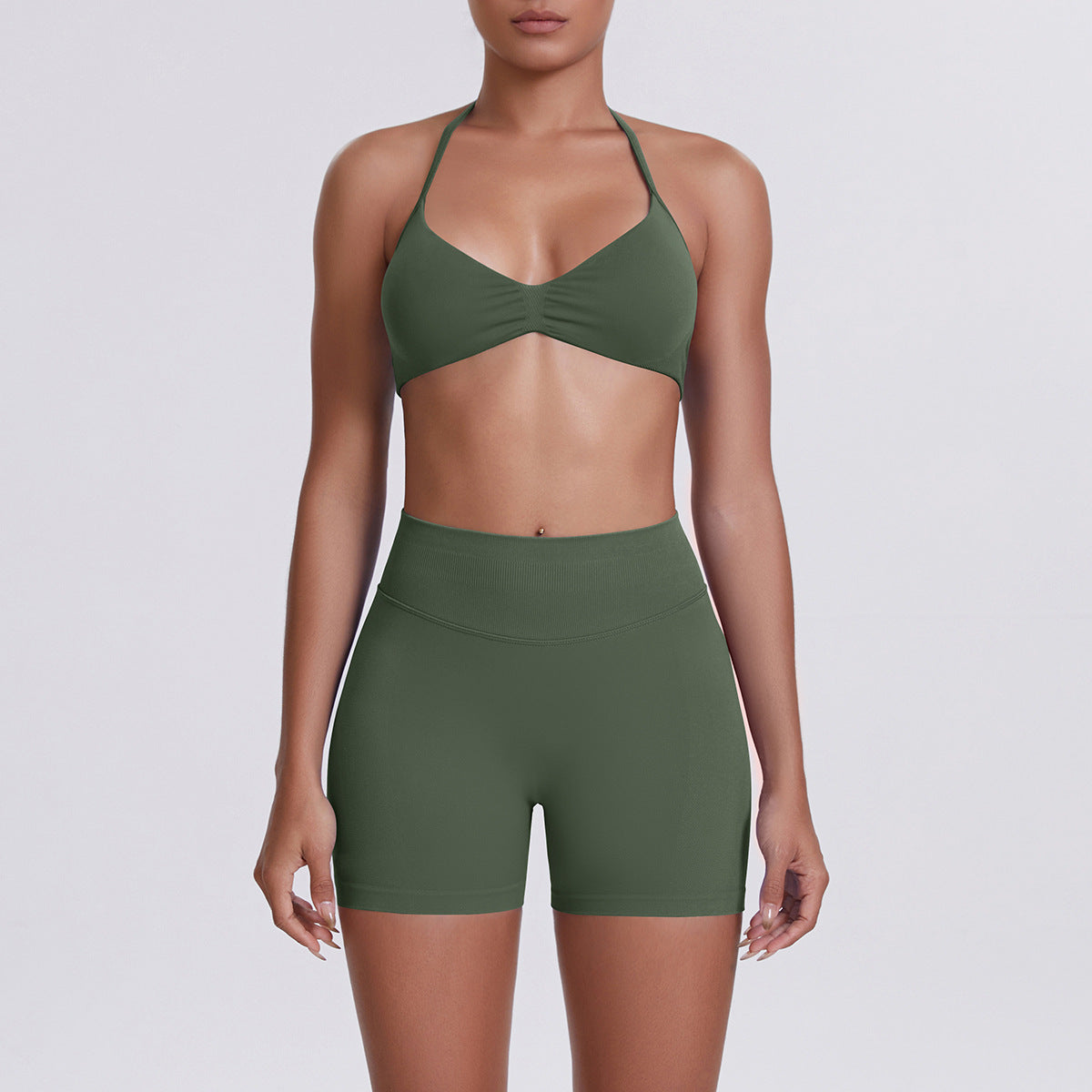 Seamless Yoga Sports Bra and Shorts Set