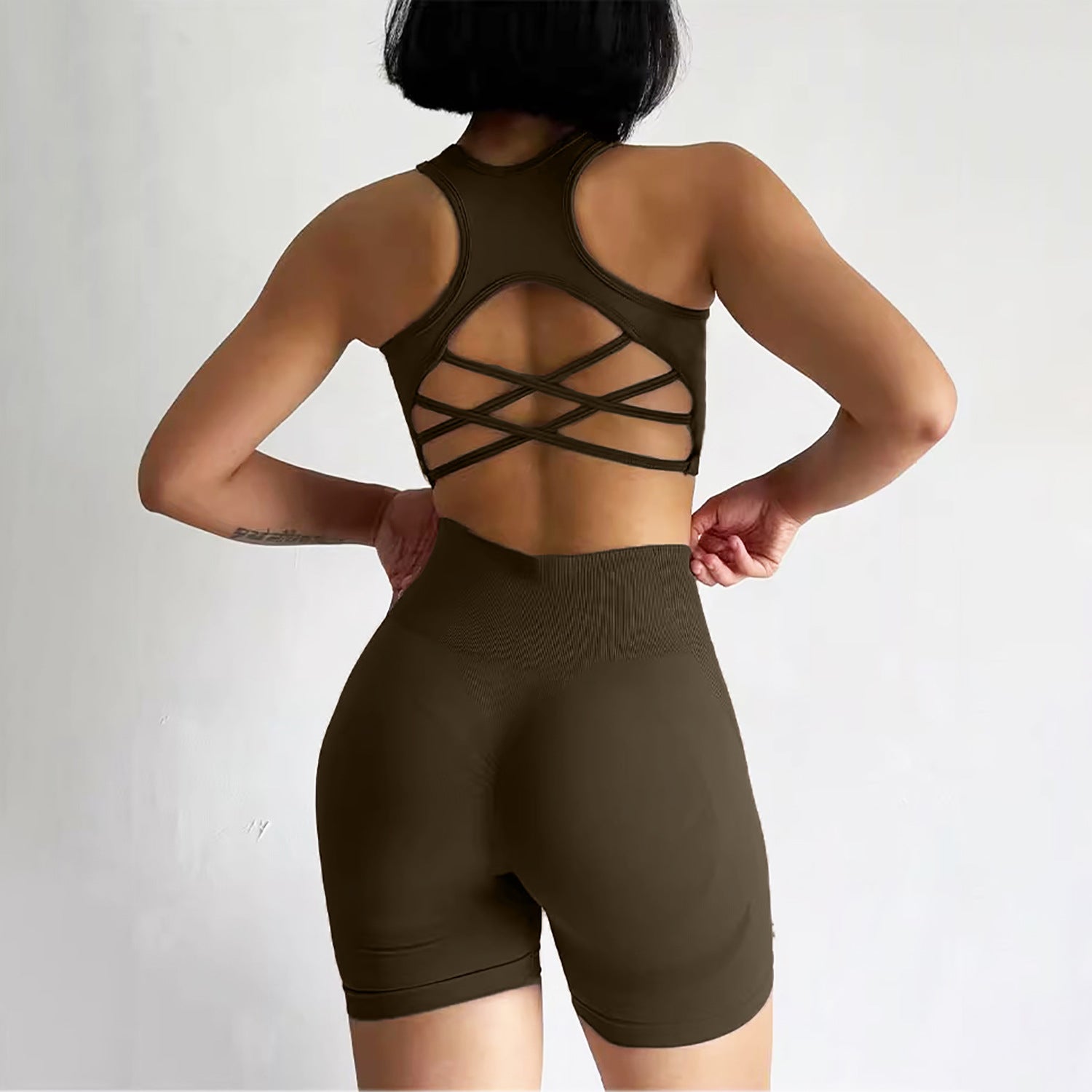 Seamless Yoga Sports Set with Built-in Bra