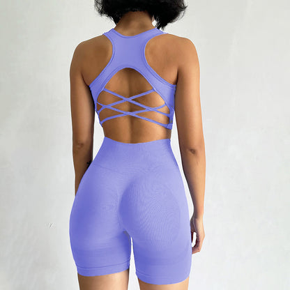 Seamless Yoga Sports Set with Built-in Bra