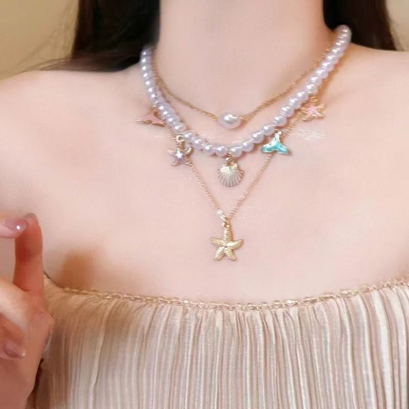 Seaside Shell Starfish Pendant Necklace