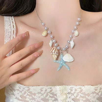 Seaside Shell Starfish Pendant Necklace