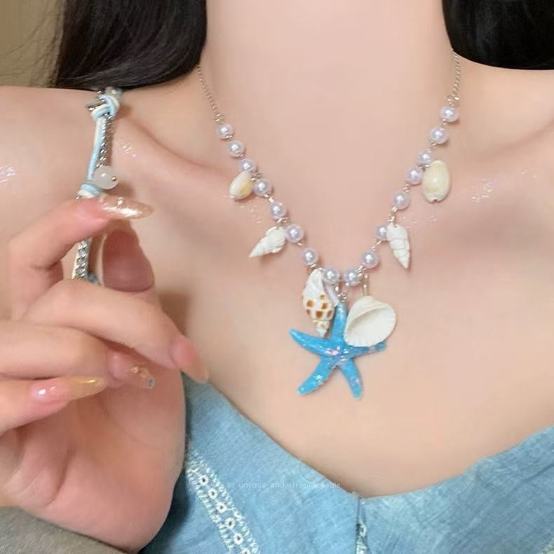 Seaside Shell Starfish Pendant Necklace