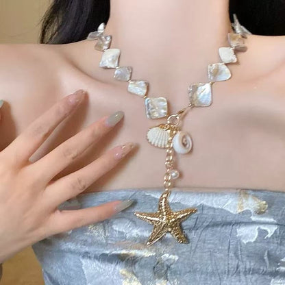 Seaside Shell Starfish Pendant Necklace