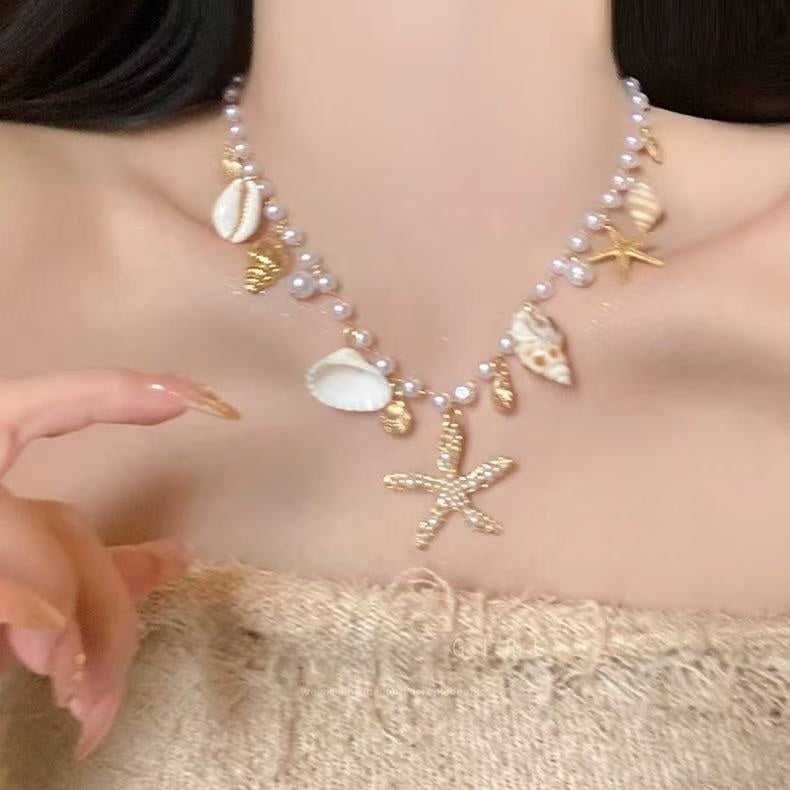 Seaside Shell Starfish Pendant Necklace