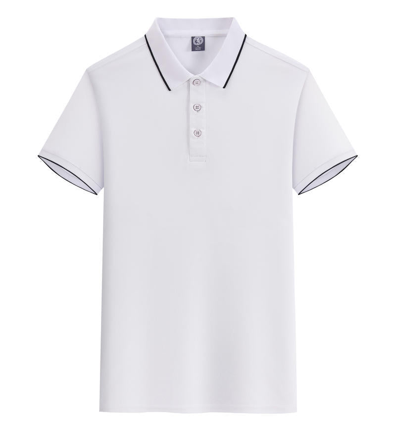 Seaweed cotton POLO shirt with white edge and lapel