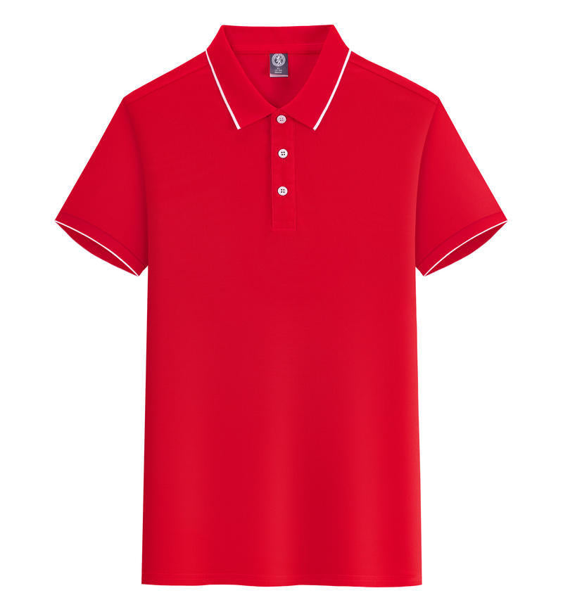 Seaweed cotton POLO shirt with white edge and lapel
