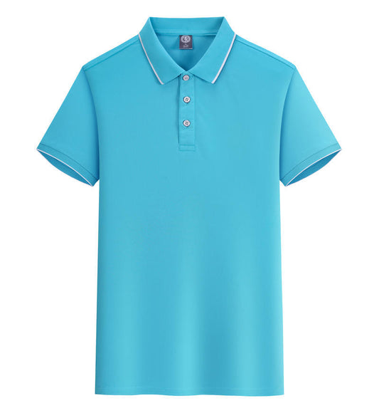 Seaweed cotton POLO shirt with white edge and lapel