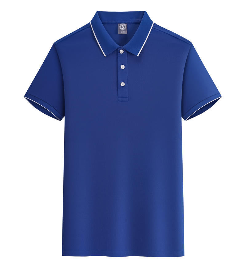 Seaweed cotton POLO shirt with white edge and lapel