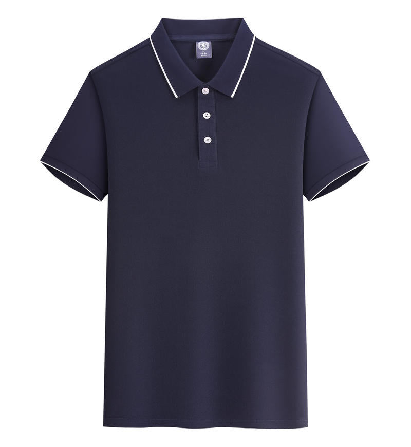 Seaweed cotton POLO shirt with white edge and lapel