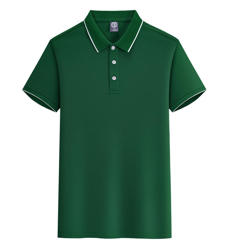 Seaweed cotton POLO shirt with white edge and lapel