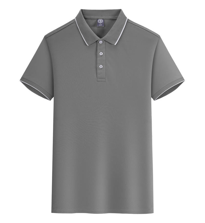 Seaweed cotton POLO shirt with white edge and lapel