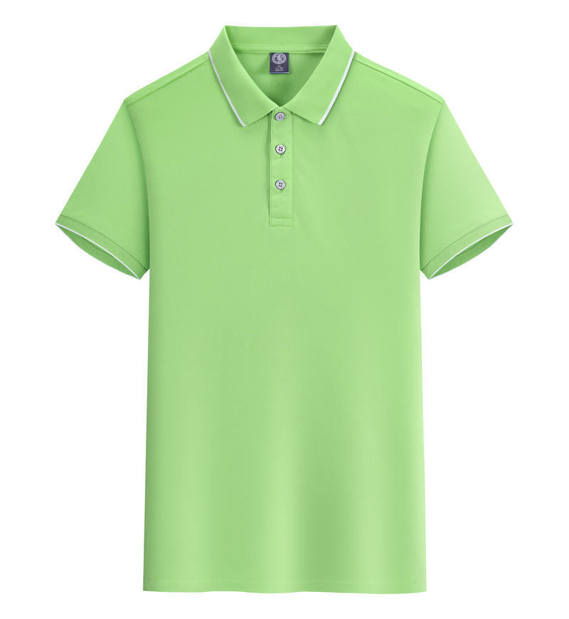 Seaweed cotton POLO shirt with white edge and lapel